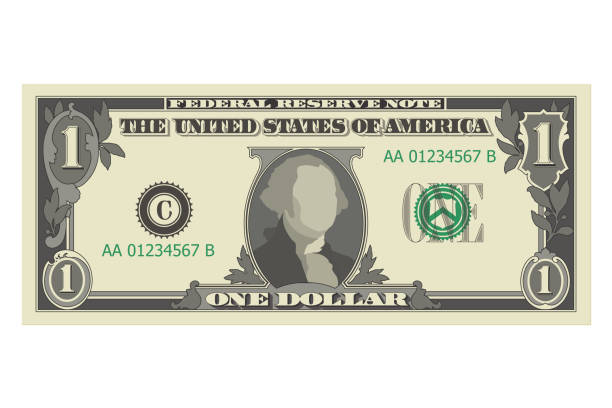 ilustrações, clipart, desenhos animados e ícones de uma nota de dólar, uma nota de 1 dólar, do lado da frente, obversa. ilustração vetorial simplificada de usd isolada em um fundo branco - dollar sign illustrations