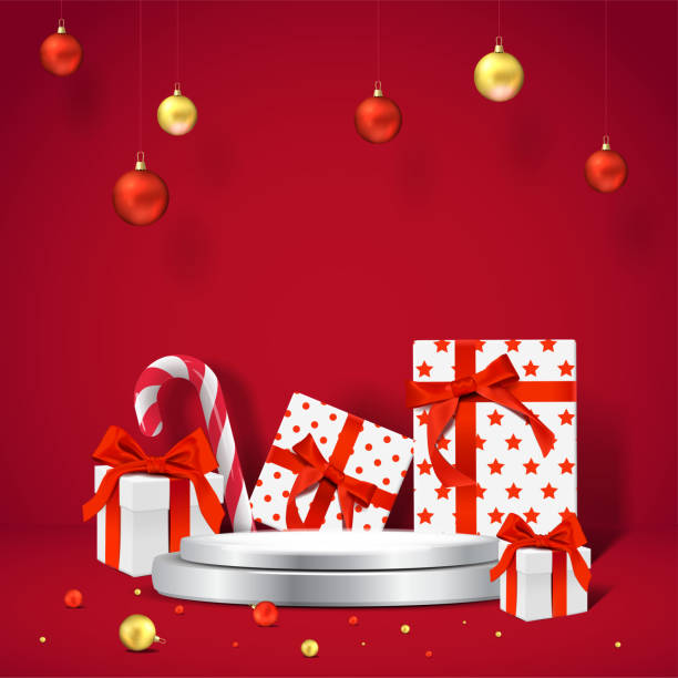 istock Elegant christmas and happy new year mock up scene. 1351007754