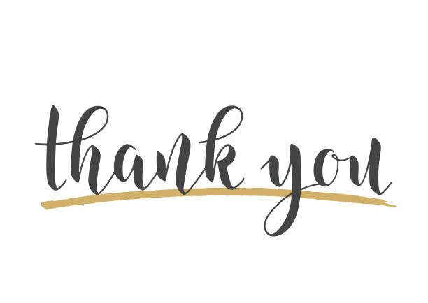 ilustrações de stock, clip art, desenhos animados e ícones de handwritten lettering of thank you. vector stock illustration. - thank you