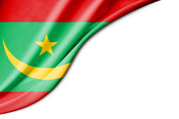 Mauritania flag. 3d illustration. with white background space for text. Close-up view.