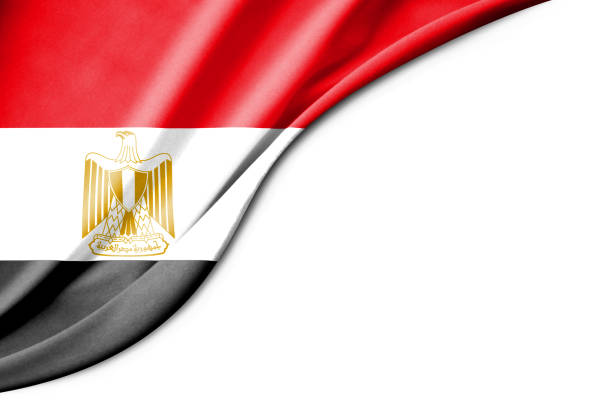 Egypt flag. 3d illustration. with white background space for text. Close-up view.