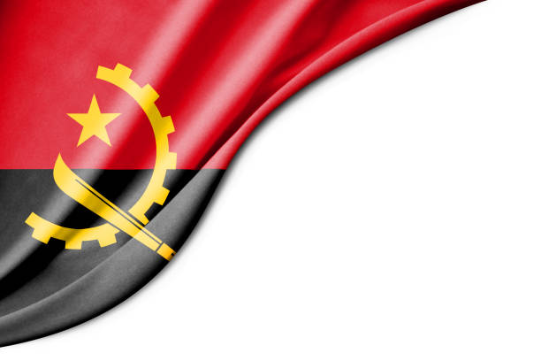 Angola flag. 3d illustration. with white background space for text. Close-up view.