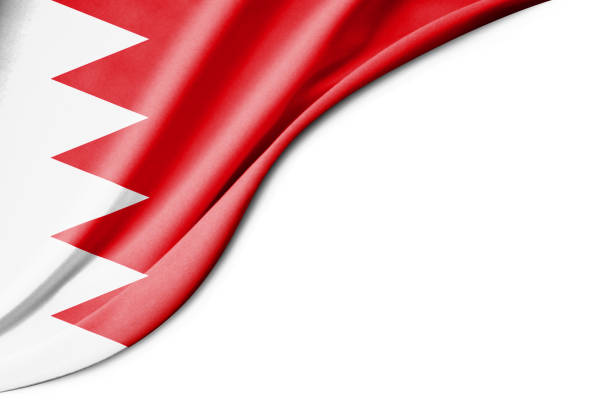 Bahrain flag. 3d illustration. with white background space for text. Close-up view.