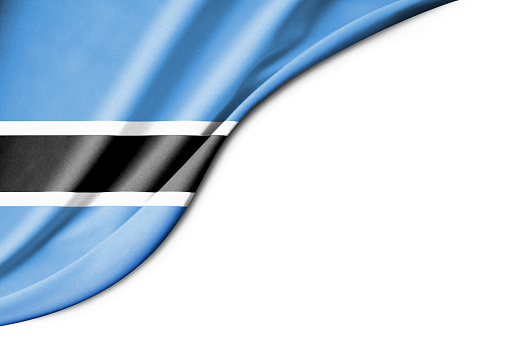 Botswana flag. 3d illustration. with white background space for text. Close-up view.