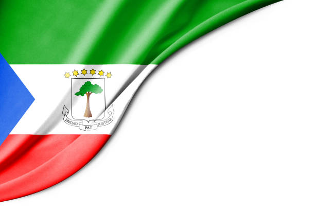 Equatorial Guinea flag. 3d illustration. with white background space for text. Close-up view.