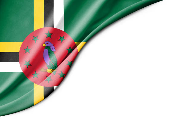 Dominica flag. 3d illustration. with white background space for text. Close-up view.