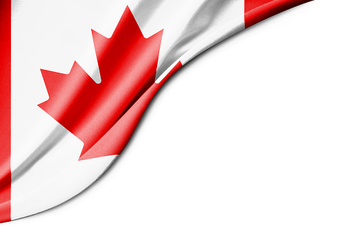 Canada flag. 3d illustration. with white background space for text. Close-up view.