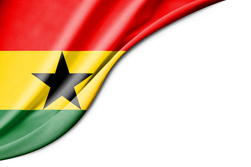 Ghana flag. 3d illustration. with white background space for text. Close-up view.