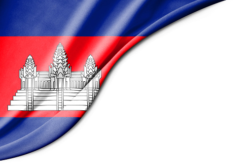 Cambodia flag. 3d illustration. with white background space for text. Close-up view.