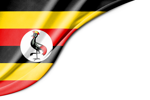 Uganda flag. 3d illustration. with white background space for text. Close-up view.