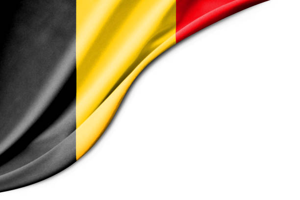 belgium flag. 3d illustration. with white background space for text. close-up view. - belgische vlag stockfoto's en -beelden