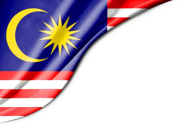 Malaysia flag. 3d illustration. with white background space for text. Close-up view.
