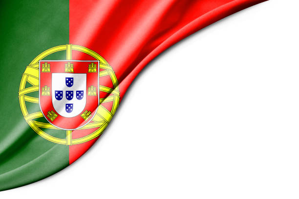 istock Portugal flag. 3d illustration. with white background space for text. Close-up view. 1351011445