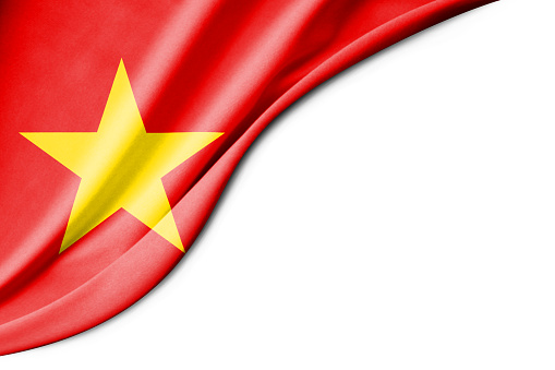 Vietnam flag. 3d illustration. with white background space for text. Close-up view.