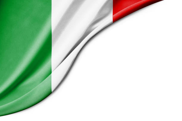 Italy flag. 3d illustration. with white background space for text. Close-up view.