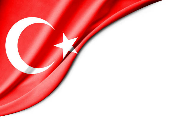 bandera de turquía. ilustración 3d. con espacio de fondo en blanco para el texto. vista de cerca. - bandera turca fotografías e imágenes de stock