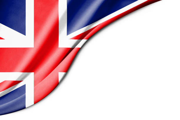 United kingdom flag. 3d illustration. with white background space for text. Close-up view.