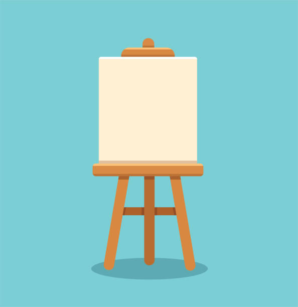 ilustrações de stock, clip art, desenhos animados e ícones de wooden easel with blank canvas. vector illustration - artboard