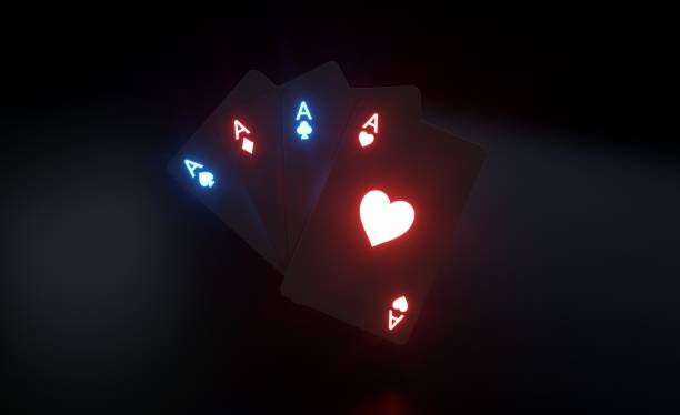istock Modern Black And Red, Blue Neon Four Aces - 3D Illustration 1351011970