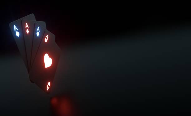 istock Modern Black And Red, Blue Neon Four Aces - 3D Illustration 1351011971