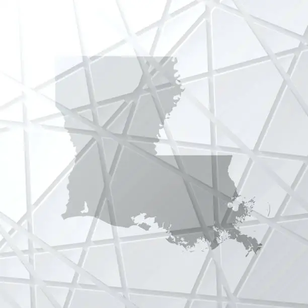 Vector illustration of Louisiana map with mesh network on white background