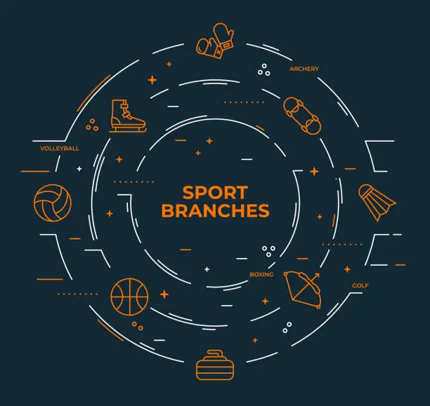 Vector illustration of Sport Branches Infographic Template