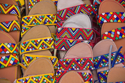 Traditional Embroidered Sandal Shoes In Durbans Open Market South ...