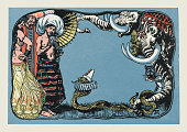istock Group of circus performer with animals art nouveau 1897 1351015865