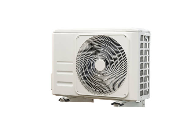 istock Condensing unit of air conditioning systems isolated on white with clipping path. 1351017587