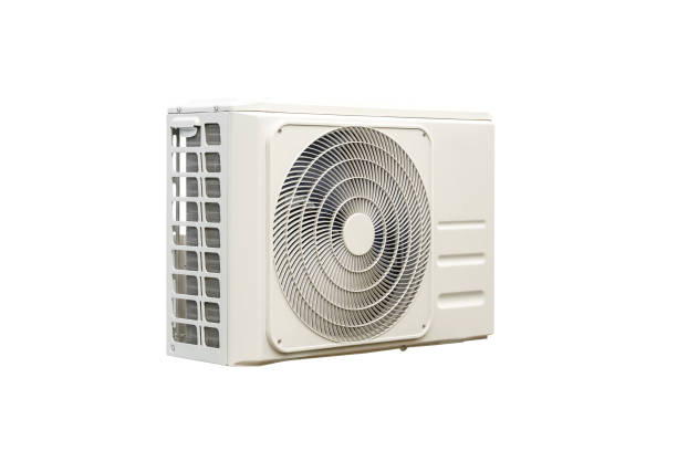 istock Condensing unit of air conditioning systems isolated on white with clipping path. 1351018743