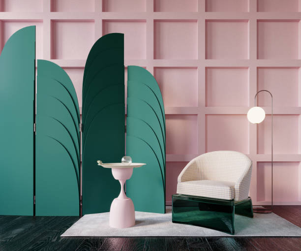 istock Pink walls, green partitions. 1351020184