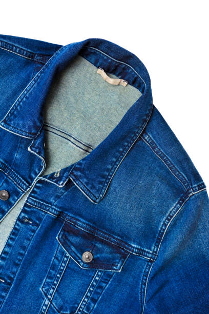 istock Blue denim jacket. Men's denim jacket with a classic collar and stitching. 1351020331