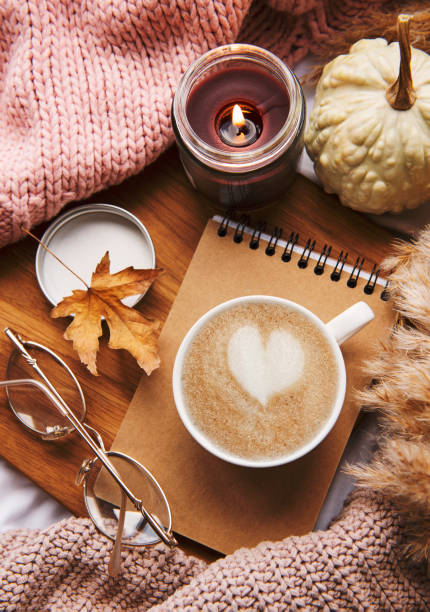 istock Autumn still life with  pumpkins and coffee 1351022501