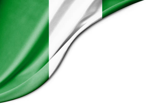 Nigeria flag. 3d illustration. with white background space for text. Close-up view.