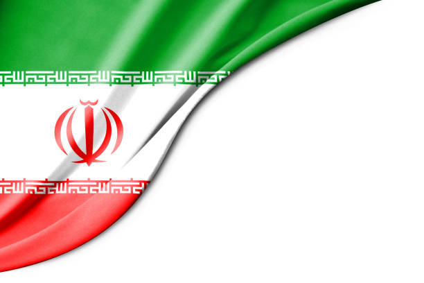 Iran flag. 3d illustration. with white background space for text. Close-up view.