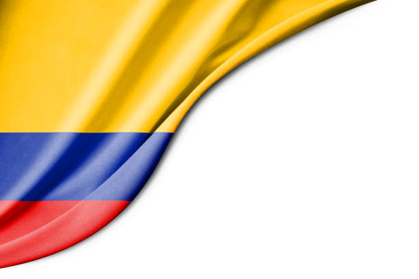 istock Colombia flag. 3d illustration. with white background space for text. Close-up view. 1351023407