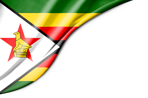 Zimbabwe flag. 3d illustration. with white background space for text. Close-up view.