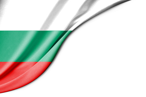 Bulgaria flag. 3d illustration. with white background space for text. Close-up view.