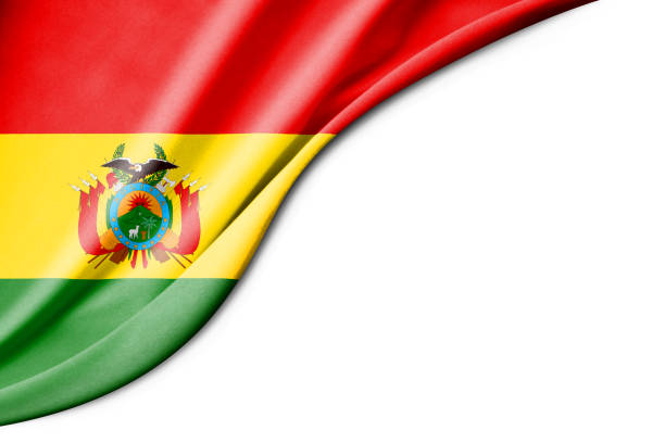 Bolivia flag. 3d illustration. with white background space for text. Close-up view.