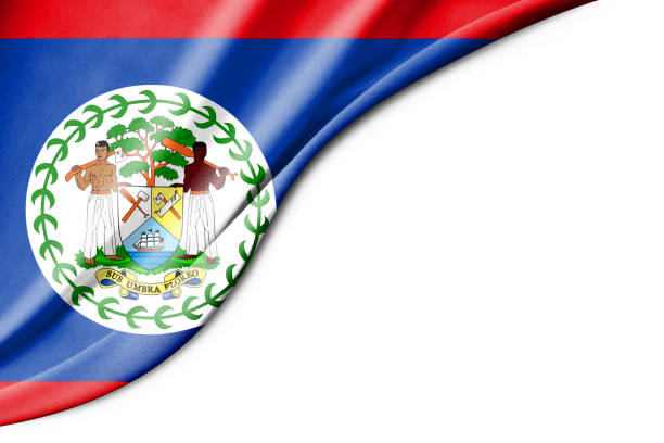 Belize flag. 3d illustration. with white background space for text. Close-up view.