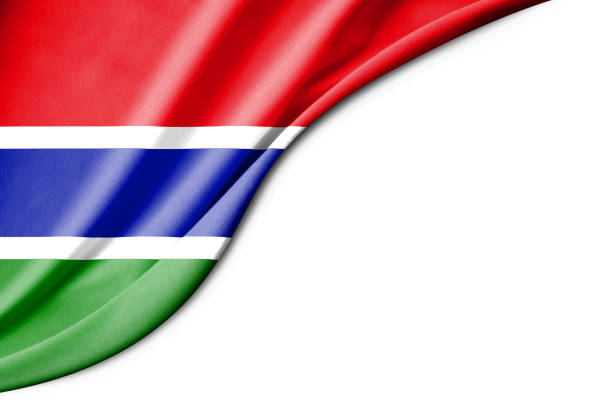 Gambia flag. 3d illustration. with white background space for text. Close-up view.