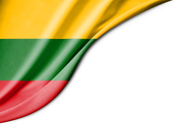 istock Lithuania flag. 3d illustration. with white background space for text. Close-up view. 1351023566