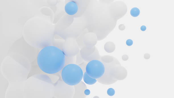 istock Abstract simulation of floating drops. 3D illustration 1351025780