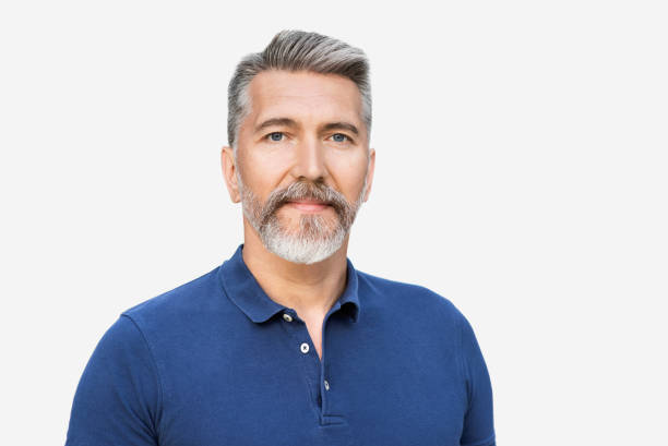 istock Handsome mature man studio portrait, isolated on grey background 1351031528