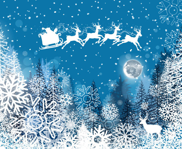 Santas Snowcapped Stock Illustration - Download Image Now - Animal Sleigh,  Backgrounds, Christmas Present - iStock