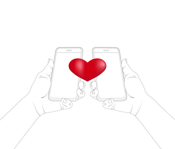 istock Online dating, flirt online,flirting with the phone, love, romantic messaging, vector stock illustration 1351033558