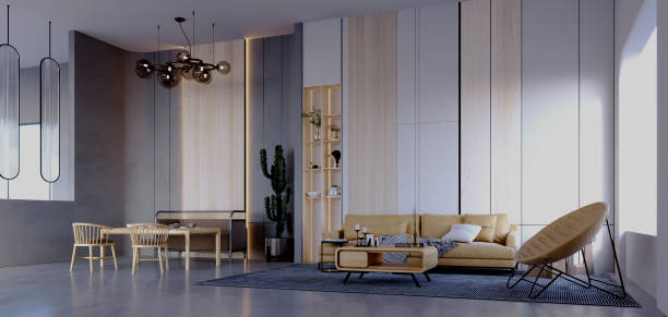 istock White living room wood decoration. 1351036353