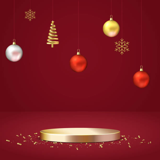 istock Elegant christmas and happy new year mock up scene. 1351036659