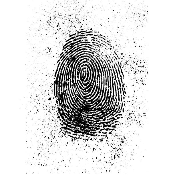 ilustrações de stock, clip art, desenhos animados e ícones de fingerprint grunge silhouette - thumbprint