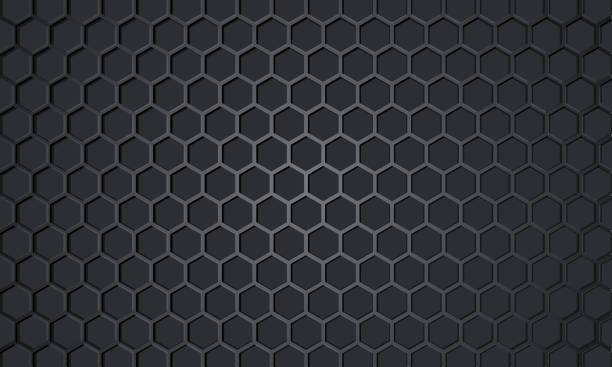 istock Dark gray 3D hexagon carbon fiber metallic textured background. 1351039460